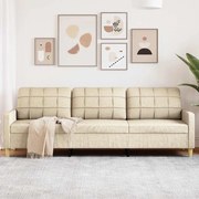 vidaXL Sofá de 3 lugares tecido 210 cm cor creme