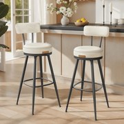 Conjunto de 2 bancos de bar em couro sintético 57 x 57 x 101 cm Coleção EKHO  branco creme