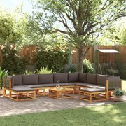 11pcs conjunto sofás jardim c/almofadões madeira maciça acácia