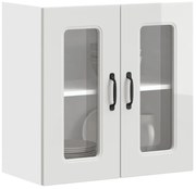 vidaXL Armário parede de cozinha porta vidro Kalmar branco alto brilho