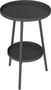 Outsunny Mesa Jardim Redonda 2 Níveis Exterior Bandeja Inferior Estrutura Metal Resistente Ø32x51 cm Preto | Aosom Portugal