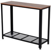 HOMCOM Mesa consola estilo industrial mesa de corredor com prateleira de malha de metal 101x35x80cm Carga 30kg Marrom e preto