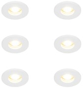Conjunto de 6 focos embutidos modernos para casa de banho brancos - Shed