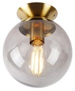 Candeeiro de teto Art Deco latão com vidro fumê - Pallon Art Deco
