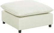 HOMCOM Pufe moderno em tecido com pés de plástico para sala e quarto, 75 cm, creme branco | Aosom Portugal