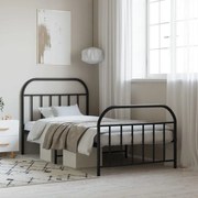 vidaXL Estrutura de cama com cabeceira e pés 100x200 cm metal preto