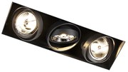 Foco embutido preto GU10 AR70 sem moldura 3 luzes - Oneon Moderno