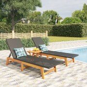 3 pcs conjunto lounge para jardim vime PE e acácia maciça