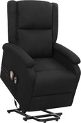 vidaXL Poltrona de massagens elevatória tecido preto