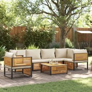 vidaXL 7 pcs conjunto sofás jardim c/almofadões madeira maciça acácia