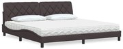 vidaXL Cama com colchão 200x200 cm tecido castanho-escuro