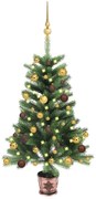 vidaXL Árvore Natal artificial pré-iluminada c/ bolas 90 cm verde