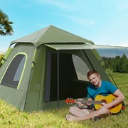 Tenda de Campismo para 2-3 Pessoas Impermeável PU2000 mm Proteção UV50+ com Bolsa de Transporte 210x210x150 cm Verde