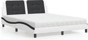 vidaXL Cama com colchão Zadar 160x200 cm couro artificial preto e branco