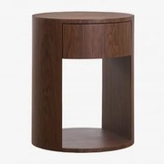 Mesa Auxiliar Redonda Ø40 Cm Em Mdf Adrido Castanho Nogal Oscuro - Sklum