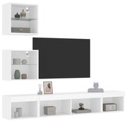 vidaXL 5pcs móveis de parede p/ TV c/ LEDs derivados de madeira branco