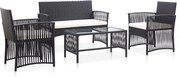 vidaXL 4 pcs conjunto lounge de jardim c/ almofadões vime PE preto