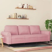vidaXL Sofá de 3 lugares 180 cm veludo rosa