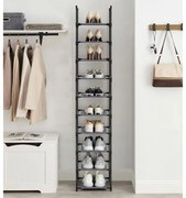 Sapateira de 10 níveis 33 x 33 x 173 cm com prateleiras cinzento