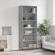vidaXL Armário alto 69,5x32,5x180cm derivados de madeira cinza cimento