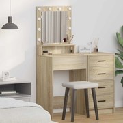 vidaXL Mesa de Maquiagem com Luzes LED em Carvalho Sonoma, 50x41x135 cm