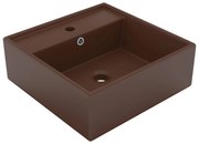 Lavatório luxuoso quadrado 41x41 cm cerâmica castanho mate