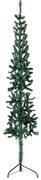 vidaXL Meia árvore de Natal fina com suporte 210 cm verde