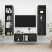 vidaXL 3 pcs conjunto móveis de TV derivados madeira cinza brilhante