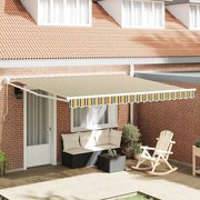 Toldo Retrátil Manual vidaXL Verde e Amarelo 400x300 cm