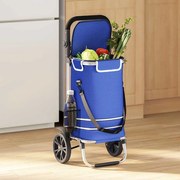 Carrinho de Compras vidaXL com Rodas e Cabo Ajustável Azul 40 L