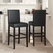vidaXL Cadeiras de bar 2 pcs seringueira maciça e couro artificial
