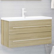 vidaXL Armário lavatório 90x38,5x48 cm contraplacado carvalho sonoma
