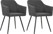 vidaXL Cadeiras de jantar 2 pcs tecido cinzento-escuro