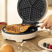 Máquina de waffles Fun Gofrestone Round de 1000 W de potência e em aço inoxidável