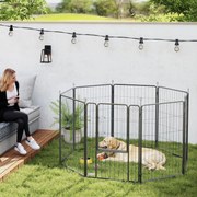 Parque para Cães de 8 Painéis 68x100 cm Parque Dobrável para Cães Médios com Portas Fecho e Estacas Preto