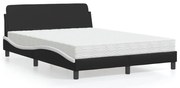 vidaXL Cama com colchão Dover 140x190 cm couro artificial preto