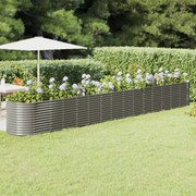vidaXL Canteiro elevado jardim 620x80x68cm aço revestido a pó cinzento