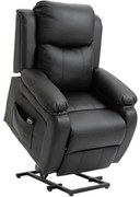 Poltrona Relax Levanta Pessoas com Controle Remoto Reclinação Elétrica de 160° Apoio para os Pés Encosto Estofado em PU e Bolsos Laterais 76x90x105cm