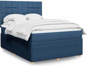 vidaXL Cama com molas/colchão 160x200 cm tecido azul