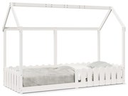 Cama infantil formato casa 80x200 cm pinho maciço branco