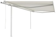 vidaXL Toldo retrátil automático com postes 4x3 m cor creme
