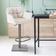 Banco de bar Damaso em tecido e com estrutura prateada 64 x 88-113 x 45 cm Branco