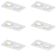 Conjunto de 6 focos embutidos redondos brancos GU10 50mm giratórios e inclináveis IP44 2-Light - Alberto Moderno