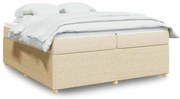 vidaXL Cama com molas/colchão 200x200 cm tecido cor creme