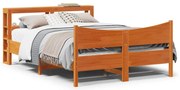 vidaXL Estrutura cama c/ cabeceira 120x200cm pinho maciço castanho-mel