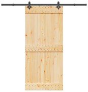 vidaXL Porta de correr com ferragens 95x210 cm madeira de pinho maciça