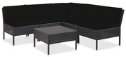 vidaXL 6 pcs conjunto lounge de jardim c/ almofadões vime PE preto