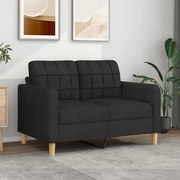 Sofá de 2 lugares tecido 120 cm preto