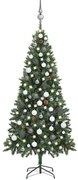 vidaXL Árvore Natal artificial pré-iluminada c/ bolas e pinhas 180 cm