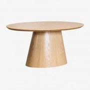 Mesa De Jantar Oval 160-200x100 Cm Extensível Em Mdf E Chapa Gala Madeira Natural - Sklum